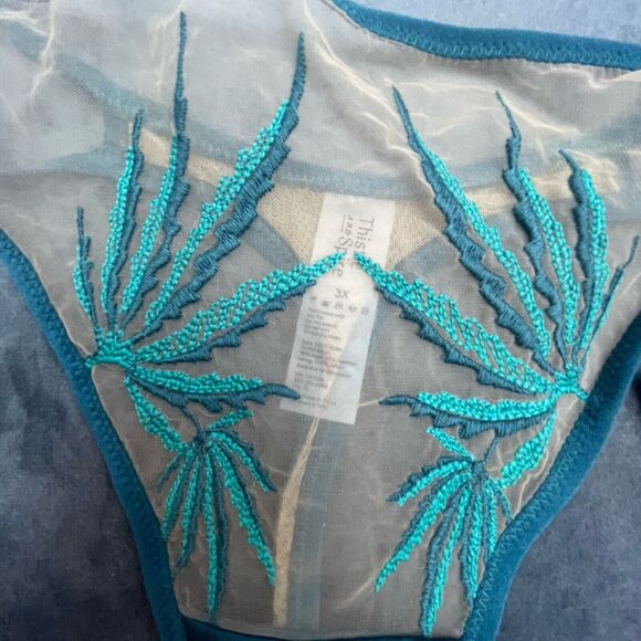 Thistle and Spire Haze Thong Womens 3X Emerald Butterscotch Sheer Revolve - Picture 5 of 9